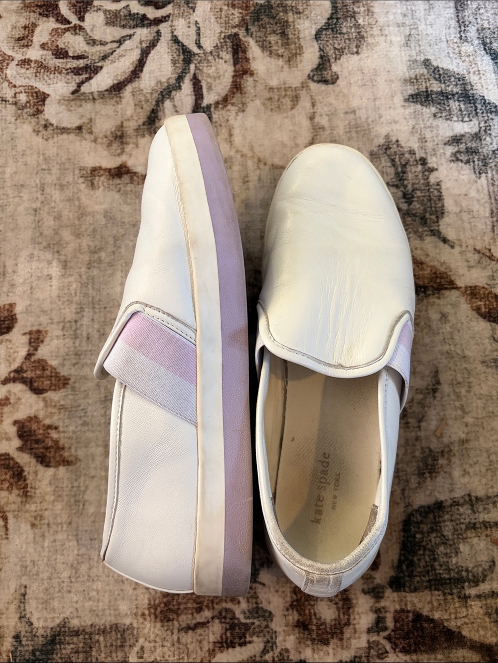 kate spade White Slip-On Sneakers with Light Purple Accent